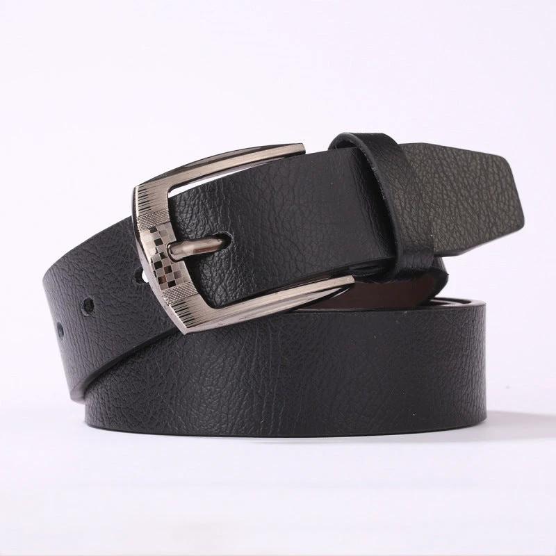 Men's Casual Leather Belt With A Pin Buckle by GJG Denim