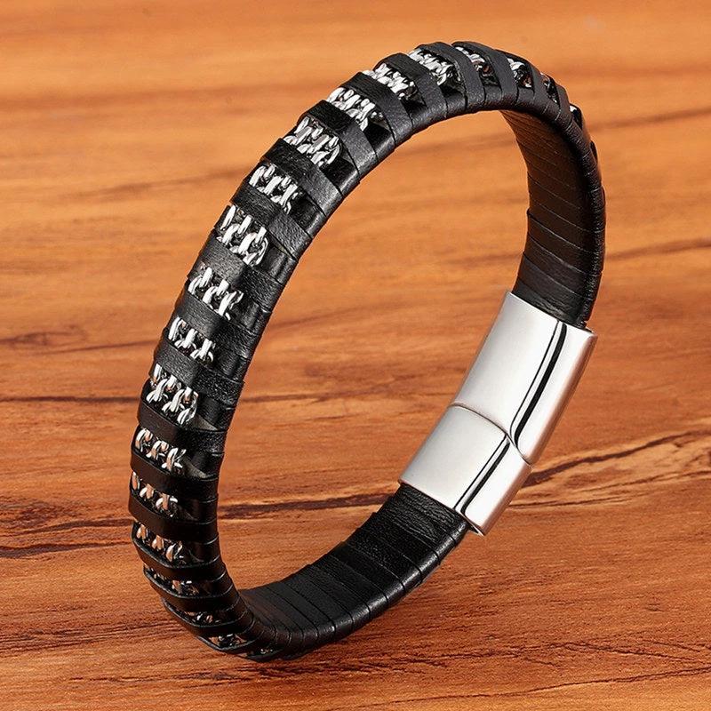 Men's Stainless Steel Multi-leather Rope Bracelets by GJG Denim