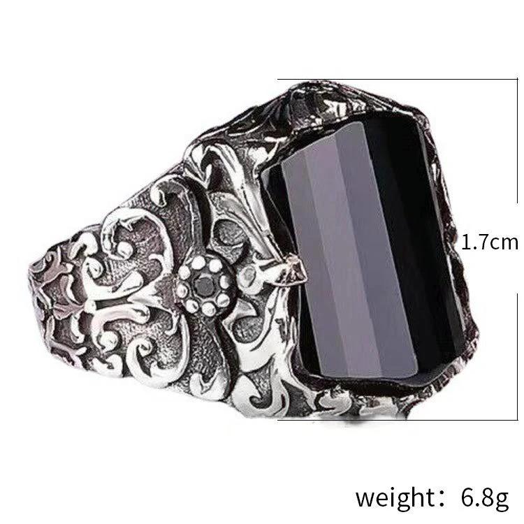 Black Vintage Style Ring With Carved Patterns by GJG Denim
