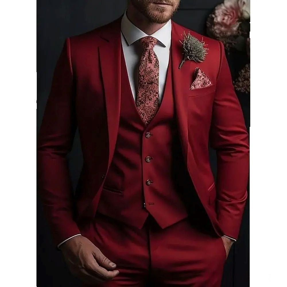 Men's Fashionable Casual Slim-Fit Three-Piece Suit by GJG Denim