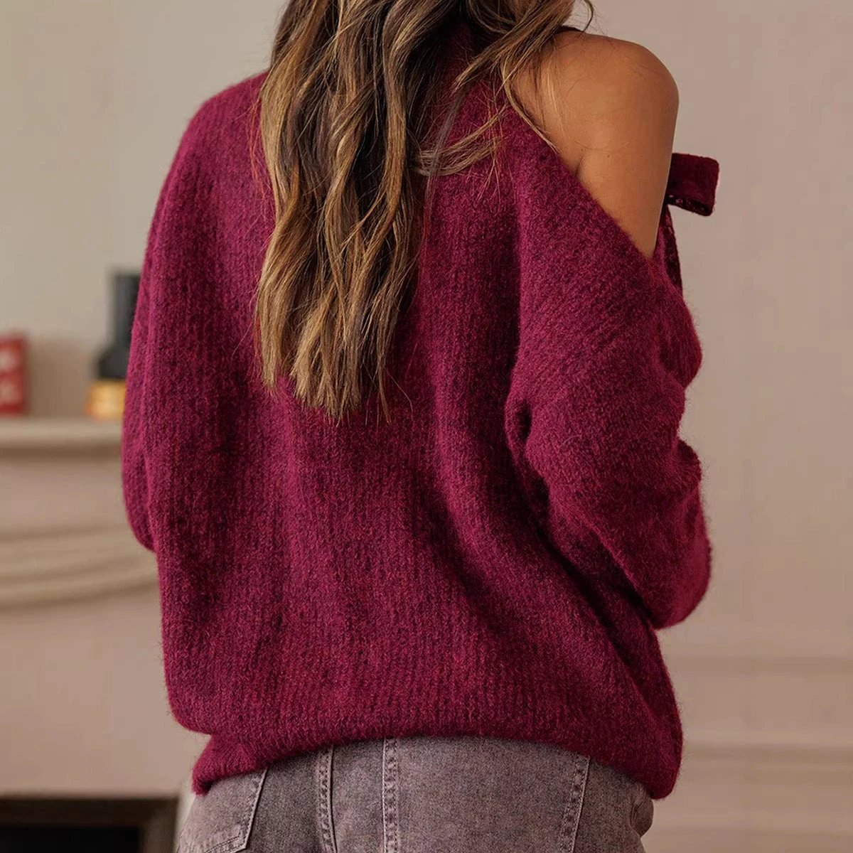 Timeless, Age-reducing Solid-color Sweater For Women With A European And American Vibe by GJG Denim