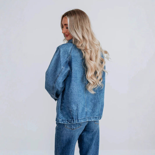 Fashion Long Sleeve Single-breasted Jacket Denim Coat by GJG Denim