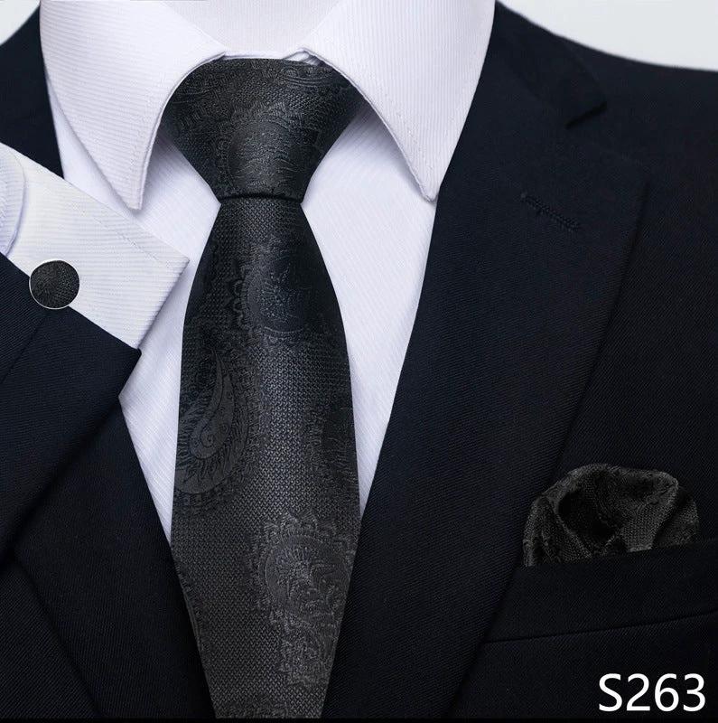 Men's Creative All-match Business Formal Wear Tie Scarf Cufflink Set by GJG Denim
