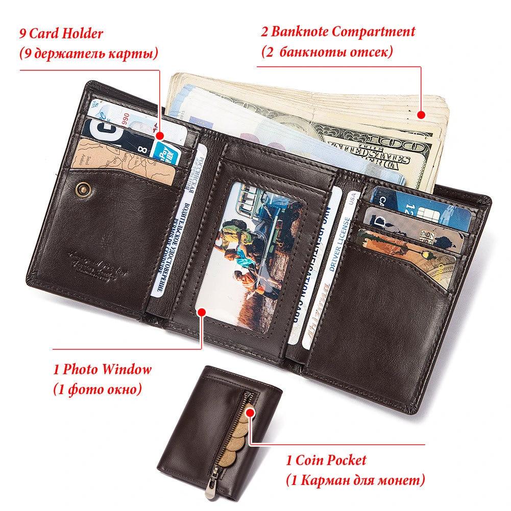 Multi-slot Men's Zipper Wallet Genuine Leather Multi-color by GJG Denim