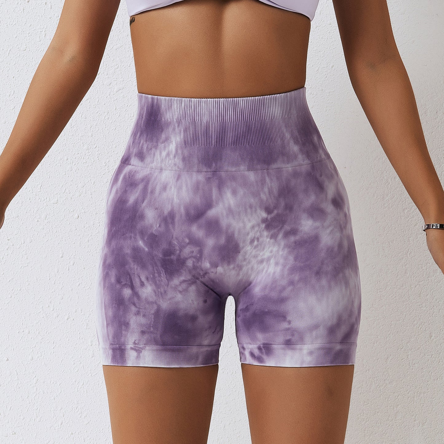Splash Dyed Seamless Yoga Shorts For Women by GJG Denim