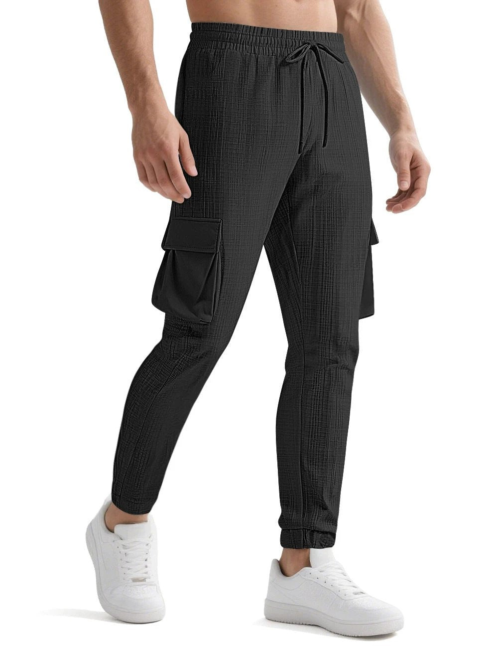 Fashion Sport Casual Trendy Drawstring Multi-pocket Pants For Men by GJG Denim