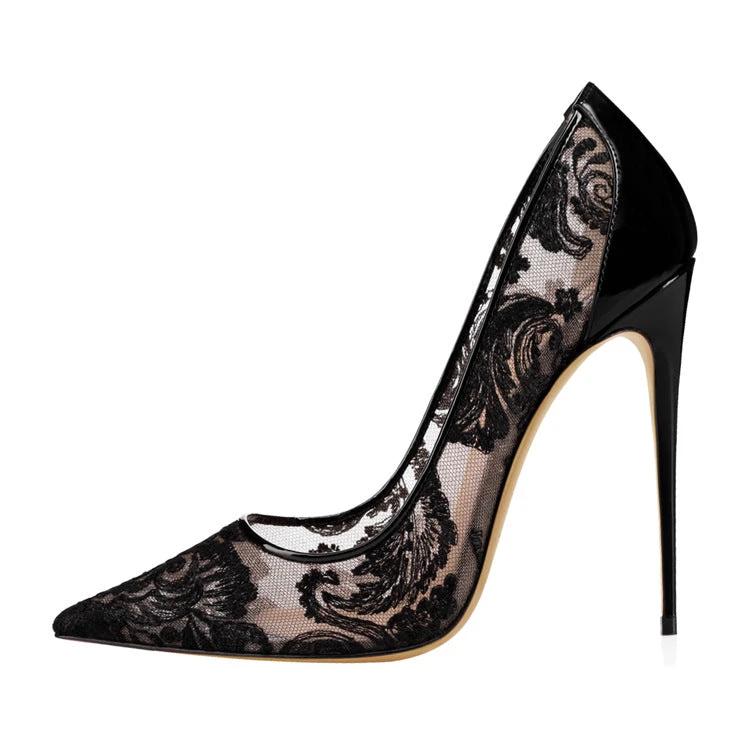 Lace hollow high heels by GJG Denim