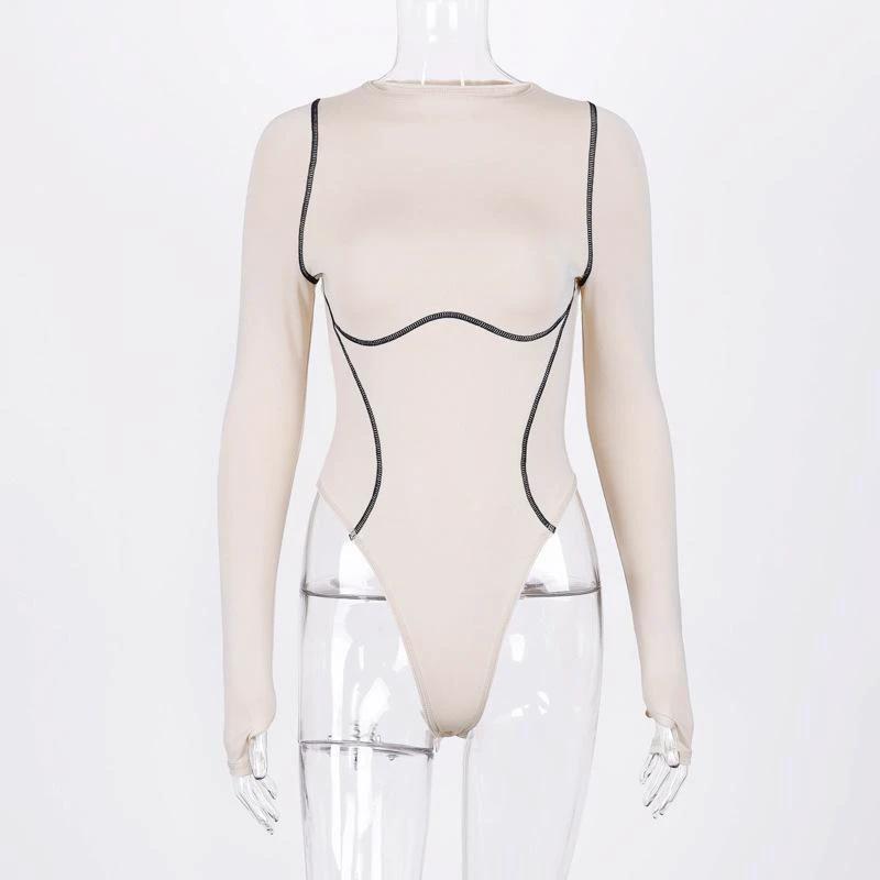 Long sleeve exposed seams bodysuit by GJG Denim