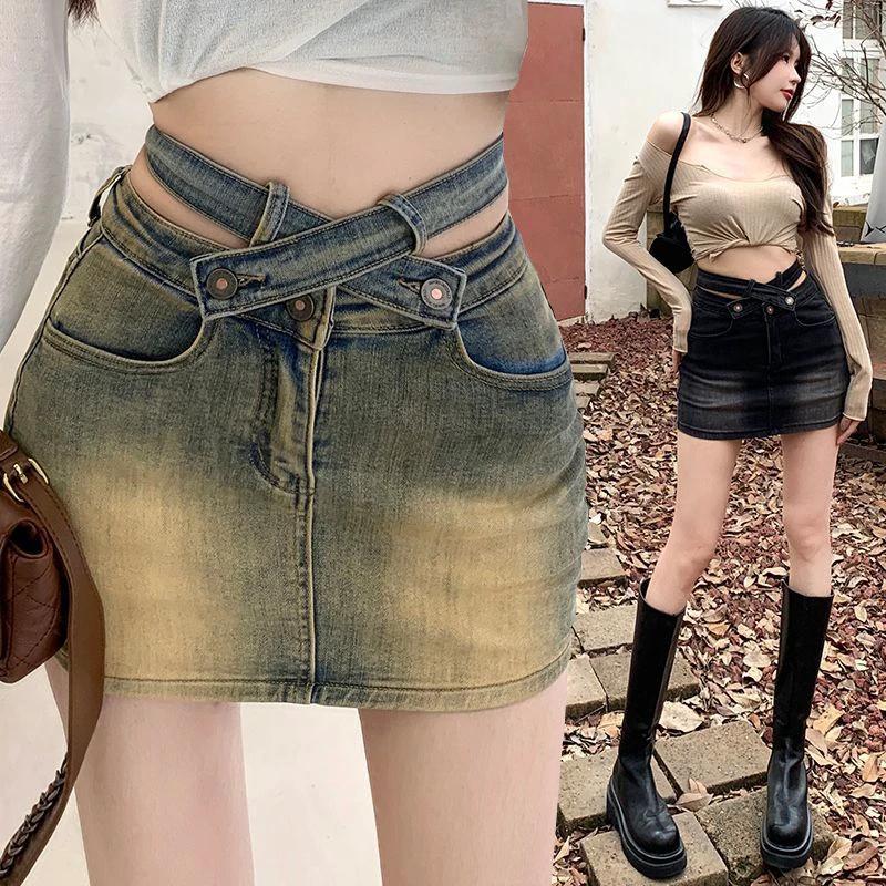 Retro Stretch High-Waist Denim Skirt For Women by GJG Denim