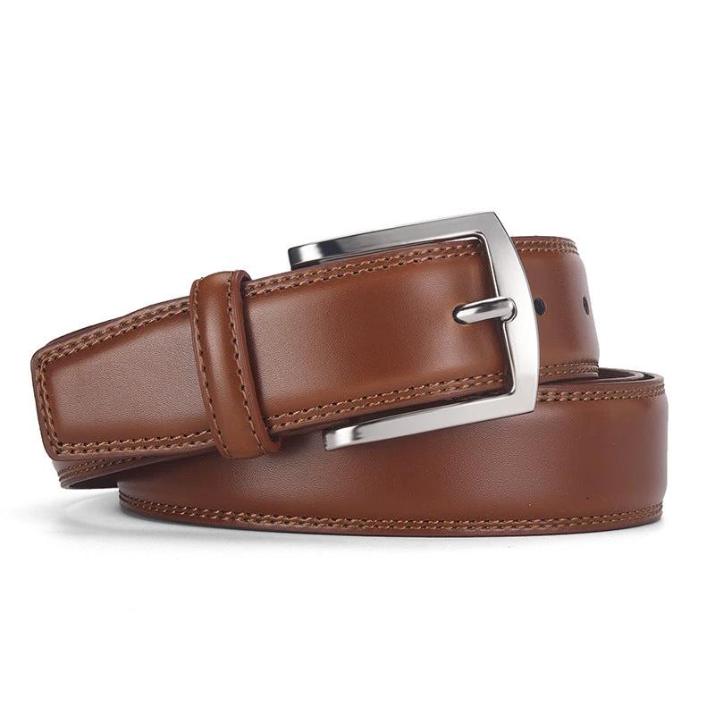 Men's Leather Pin Buckle Casual Belt by GJG Denim