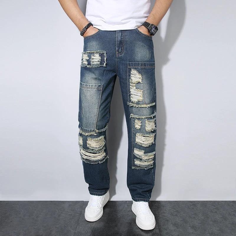 Men's Straight Wrinkle-resistant Loose Casual Jeans by GJG Denim