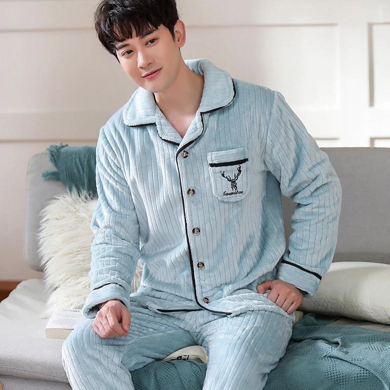 Men's Long Sleeve Cardigan Pajamas by GJG Denim