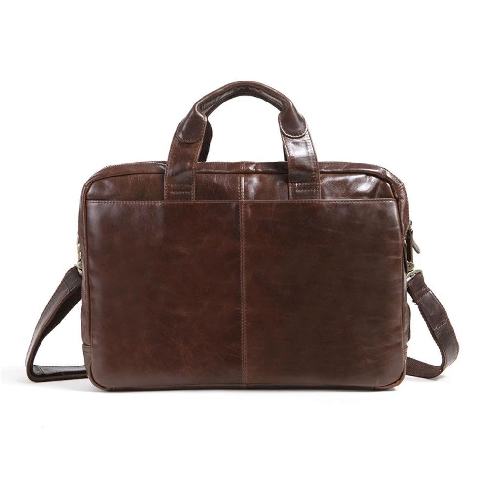 Men's First Layer Cowhide Business Briefcase by GJG Denim