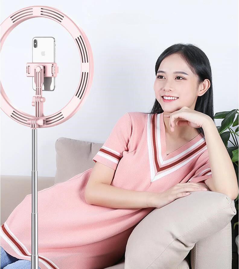 Compatible with Apple, Dimmable Light Selfie Ring LED 10 inch Video Studio Photography Lighting Portable for Youtube Vlog Live Photo with Tripod by GJG Denim