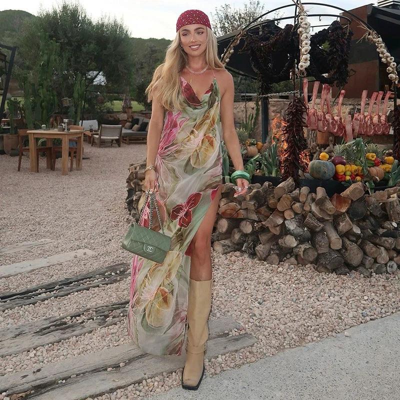 See-through Print Holiday Dress Ladies by GJG Denim