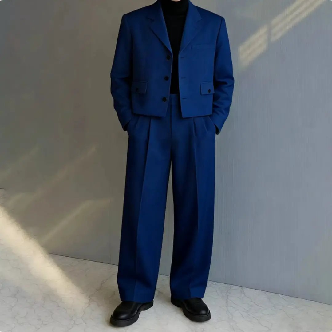 Luxury Single-Breasted Short Men's Suit by GJG Denim