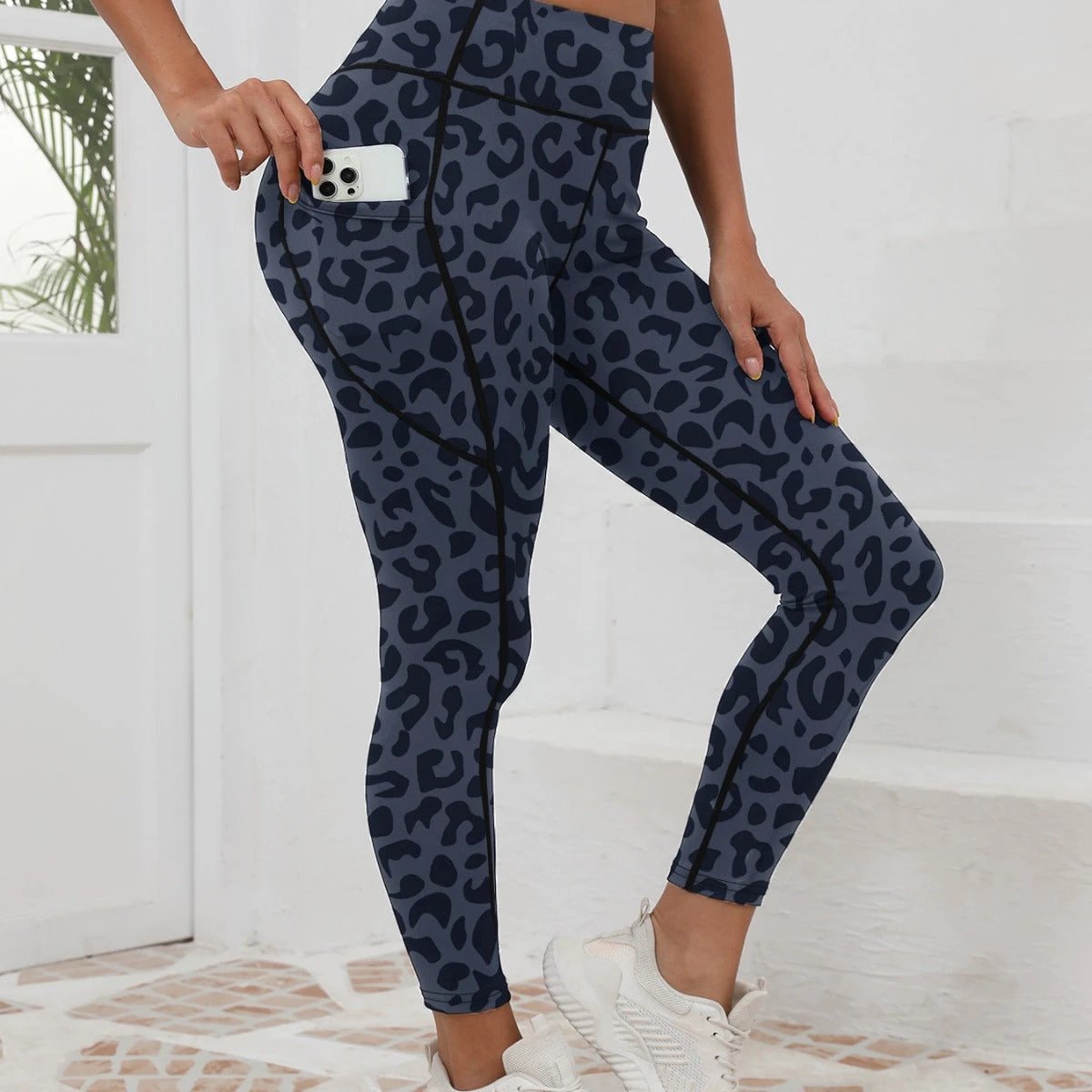 Leopard-print High-waisted Leggings For Women by GJG Denim