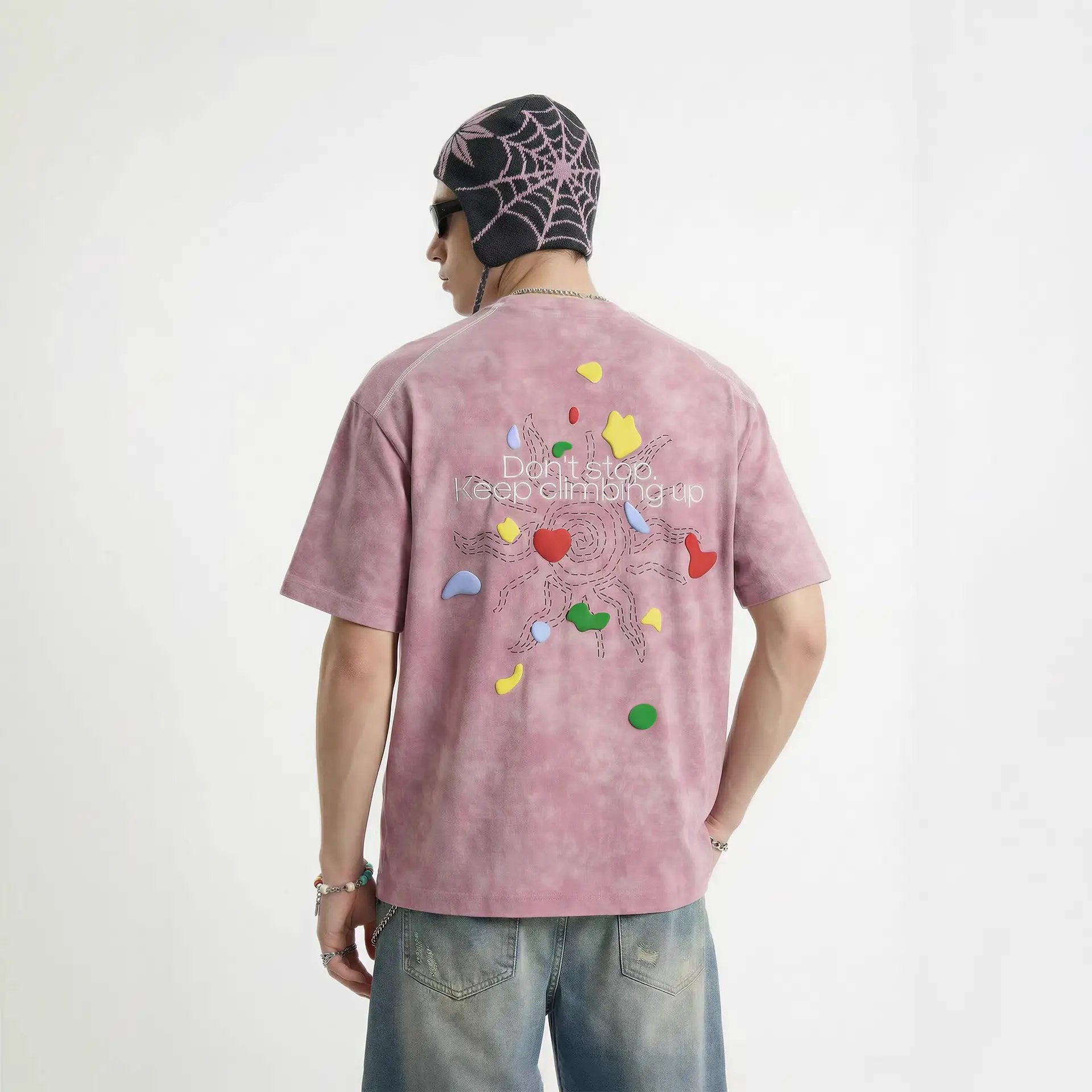 Men's Climbing Print Short-Sleeve T-Shirt by GJG Denim