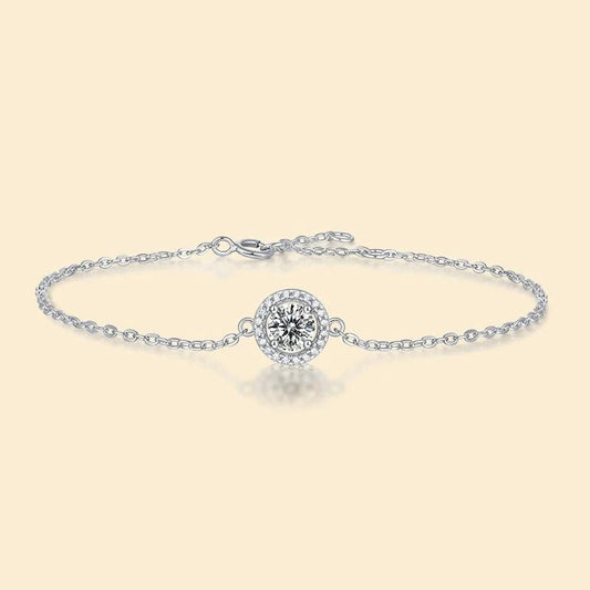 Silver Light Luxury Moissanite Round Bag Bracelet by GJG Denim