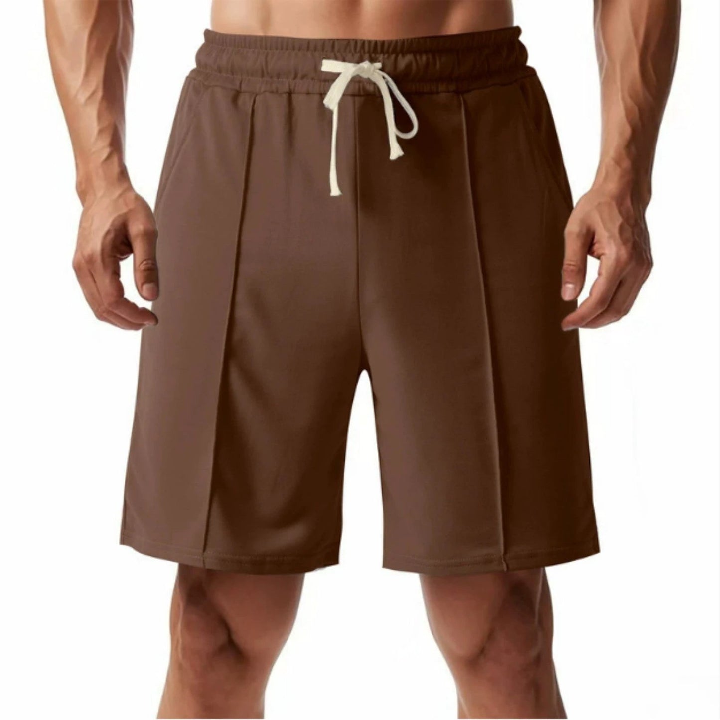 Men's Casual Ribbed Solid Color Shorts by GJG Denim