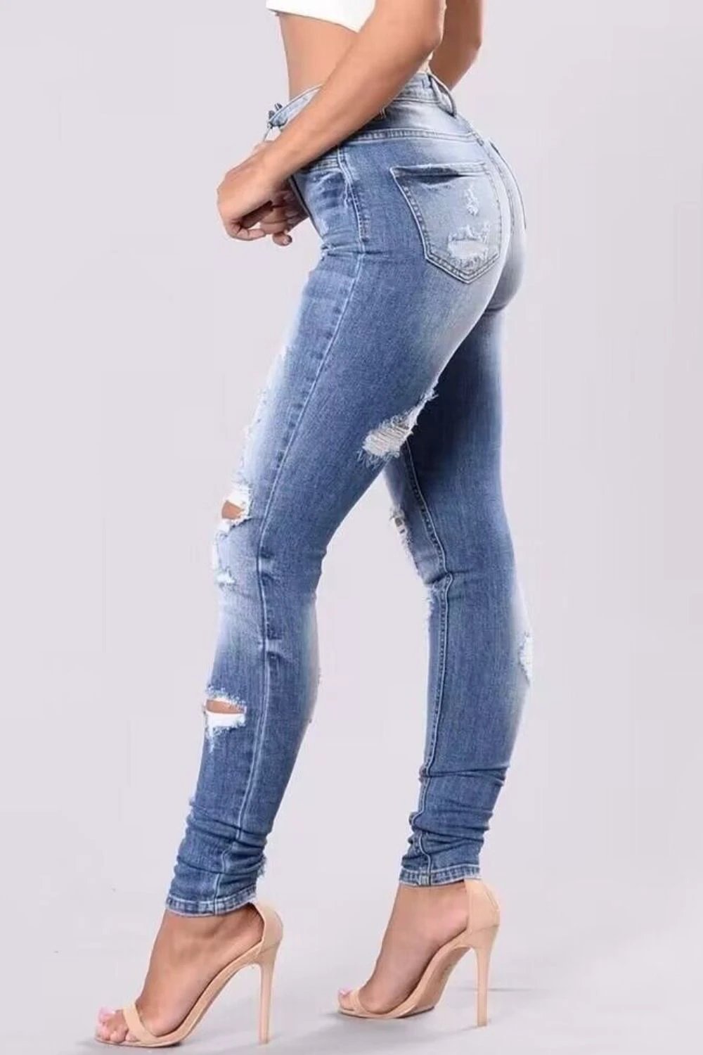 Full Size Distressed Skinny Jeans Plus Size by Lady Ros