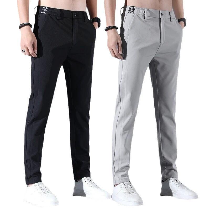 Men's Caual Elastic-Waist Pants With Fleece Lining by GJG Denim
