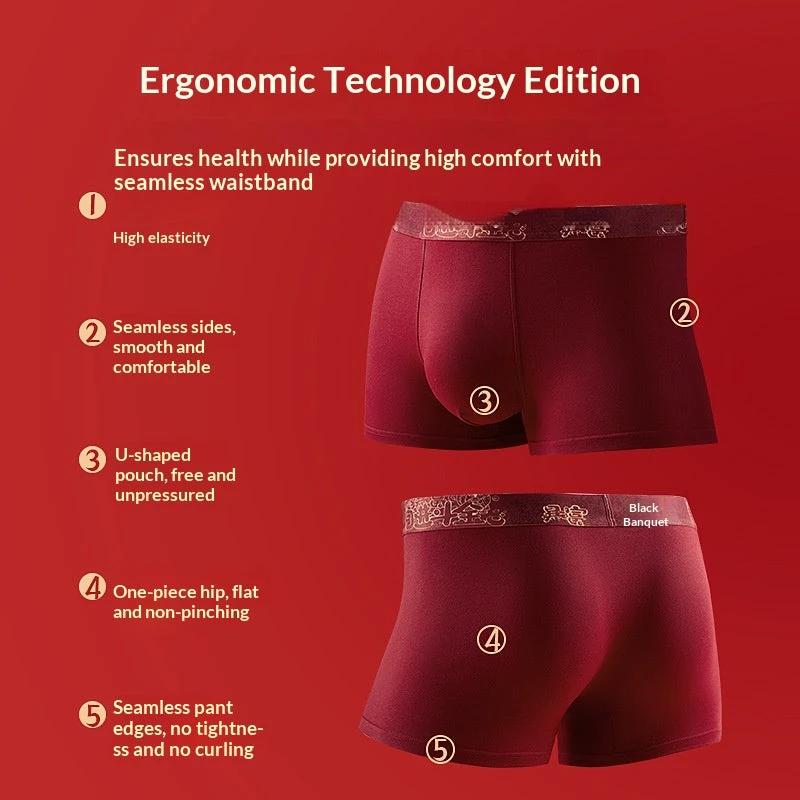 Men's Cotton Simple Red Underwear by GJG Denim