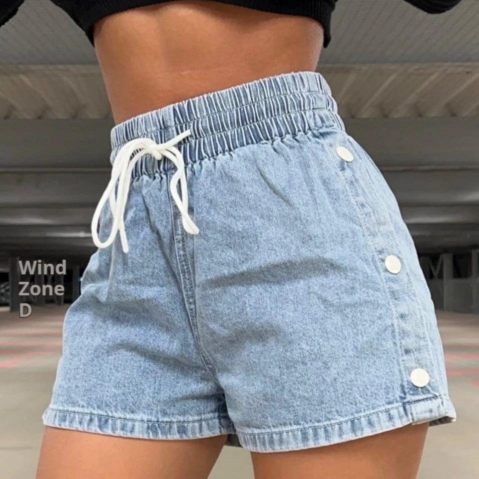 Commuter's All-matching Elastic Pure Color Slimming Denim Shorts by GJG Denim