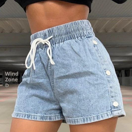 Commuter's All-matching Elastic Pure Color Slimming Denim Shorts by GJG Denim
