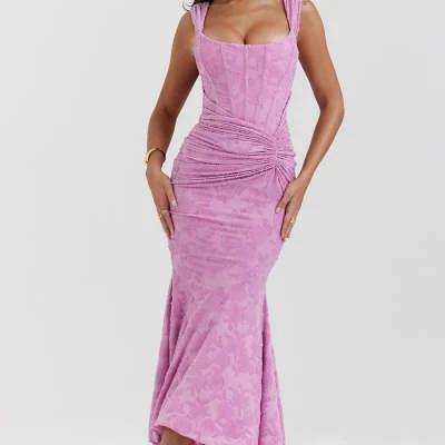 Mozision Off-shoulder Backless Sexy Evening Dress For Women Purple Sleeveless Strapless Ruched Bodycon Club Party Dress by GJG Denim