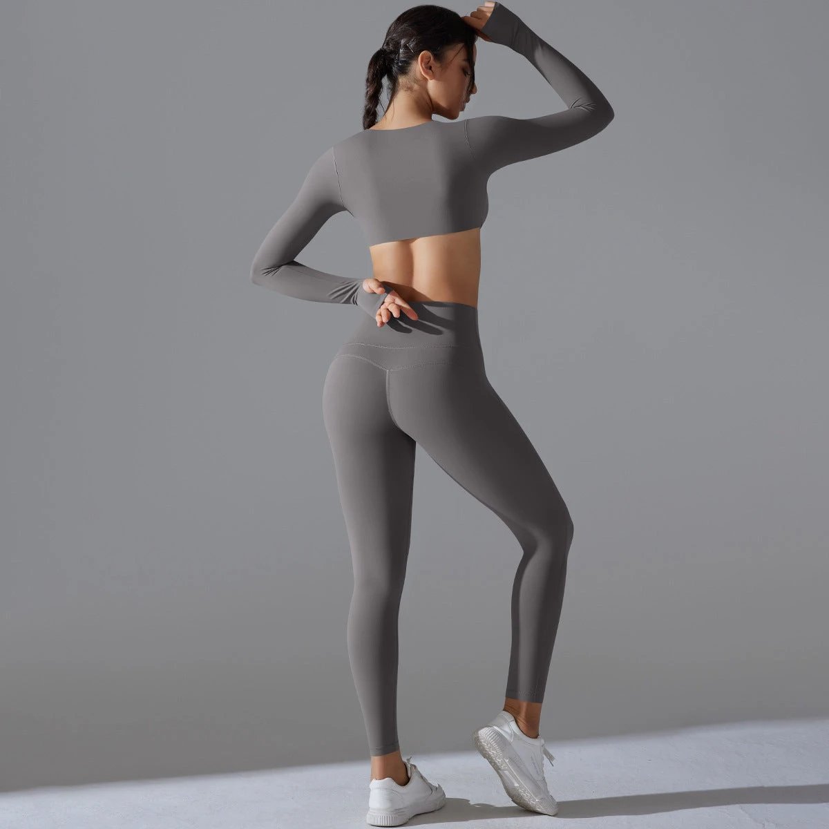 Yoga Clothes Sports Push Up Long Sleeve Workout Clothes Suit by GJG Denim