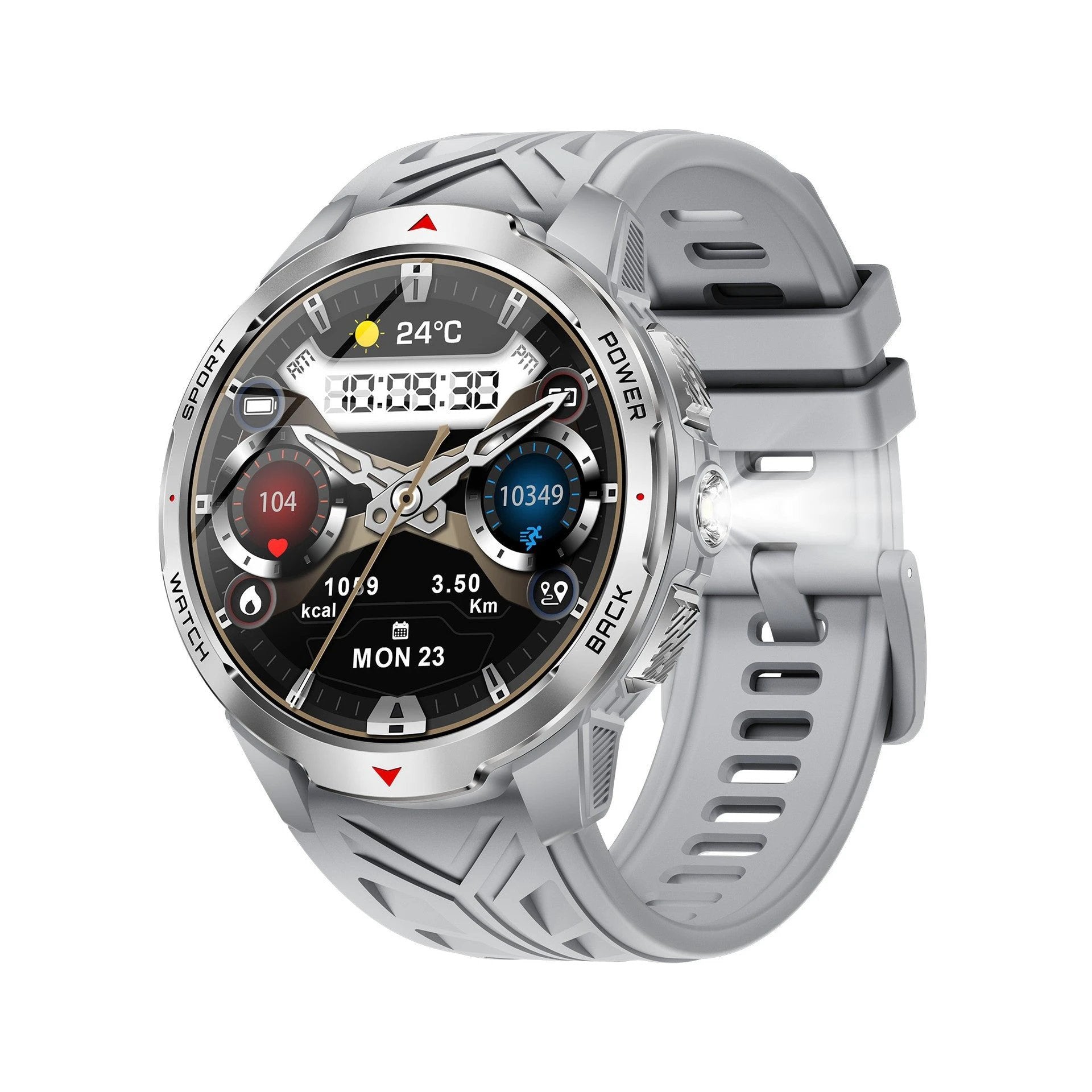 Men's Smart Watch Bluetooth Calling Flashlight Heart Rate Blood Oxygen Pedometer by GJG Denim