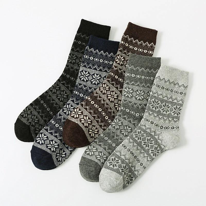 Retro Large Square Wool Socks For Men by GJG Denim