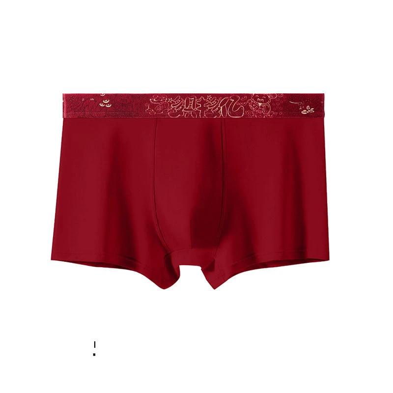 Men's Cotton Simple Red Underwear by GJG Denim