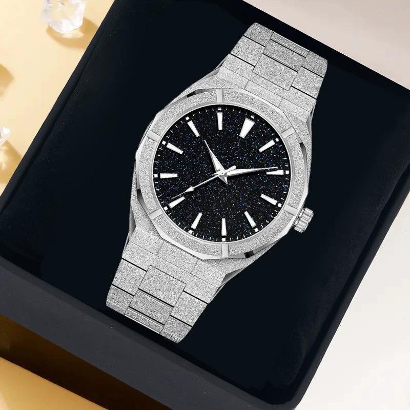 Men's Stainless Steel Frosted Luminous Business Watch by GJG Denim