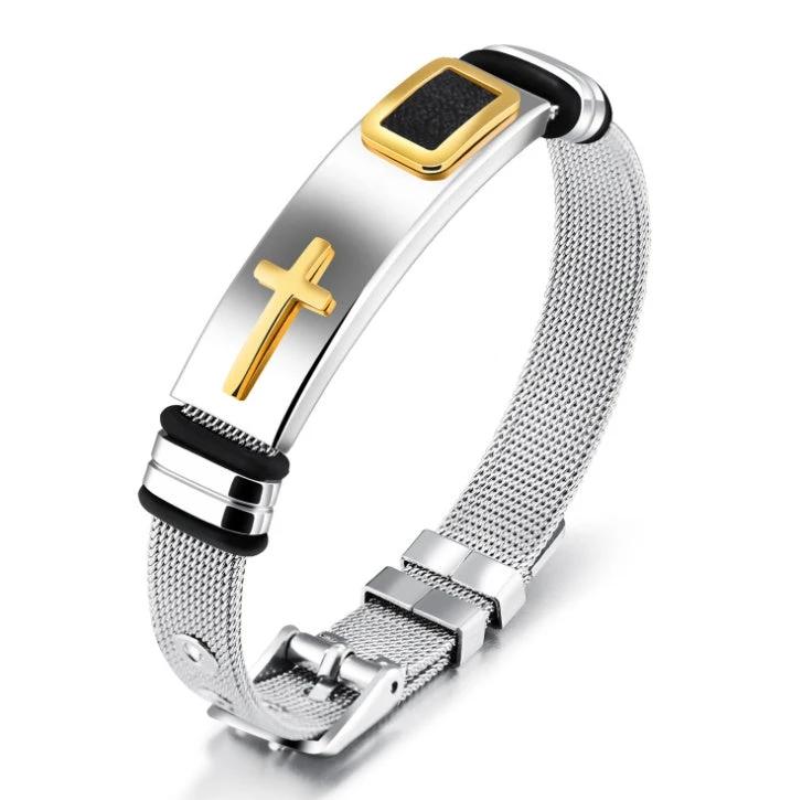 Cross Stainless Steel Bracelet For Men by GJG Denim