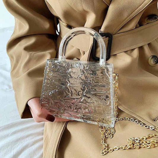 Super Mini Transparent Chain Small hand Bag Lipstick Bag Headphone Bag Women by GJG Denim