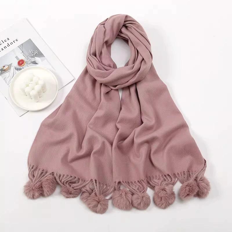 Solid Color Cashmere Like Scarf With Fleece Lining For Extra Warmth by GJG Denim
