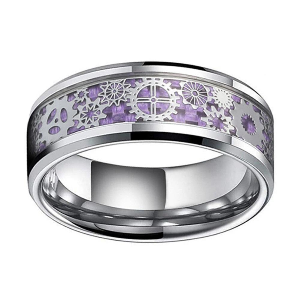 Stainless Steel Purple Gear Patch Ring For Men by GJG Denim