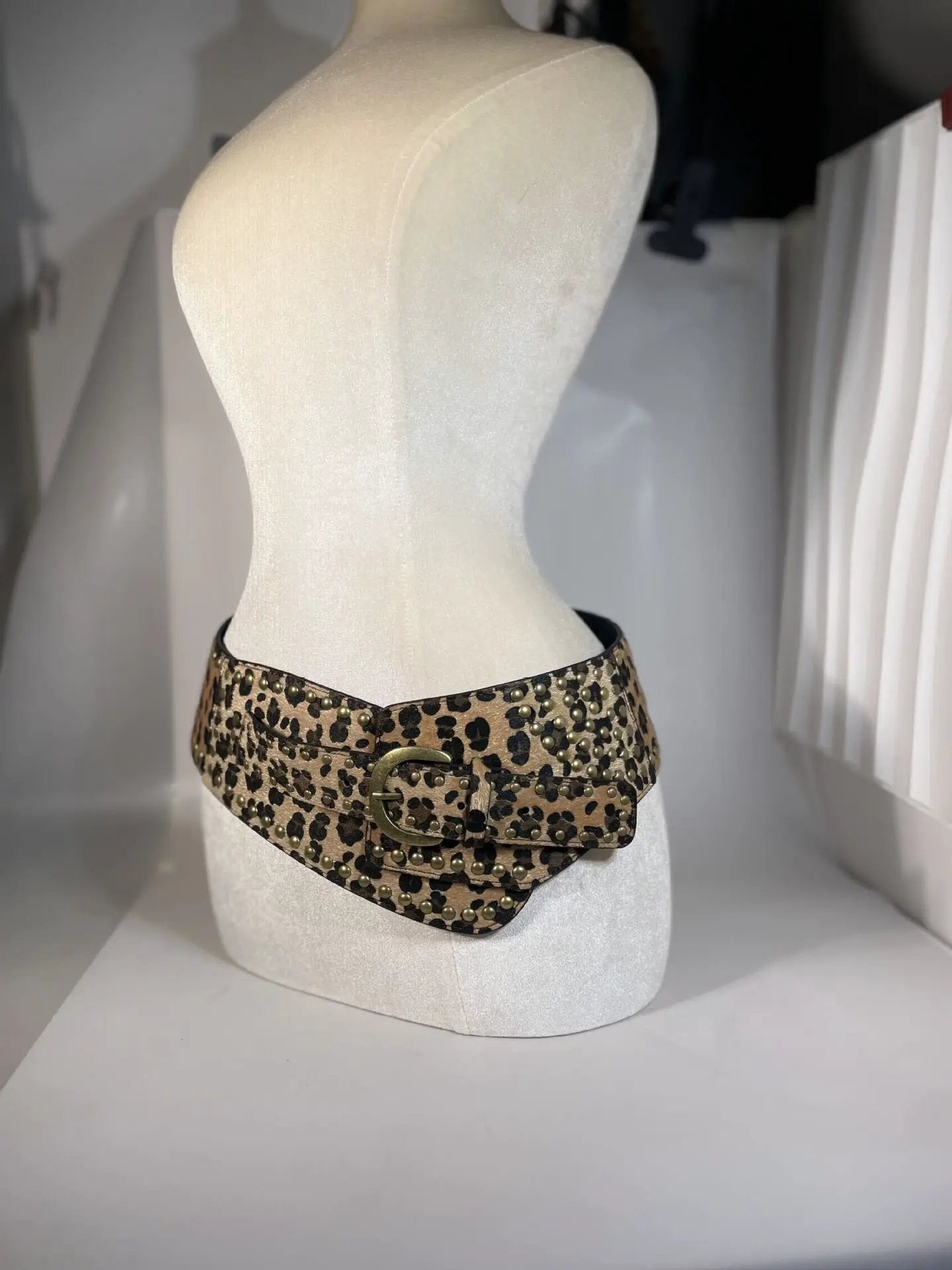 Chic AutumnWinter Horsehair Leopard-Print Fluffy Wide Belt by GJG Denim