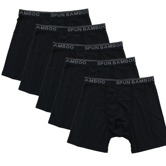 Men's Bamboo Viscose Boxer Briefs Underwear Black Color - 5-pack by Spun Bamboo