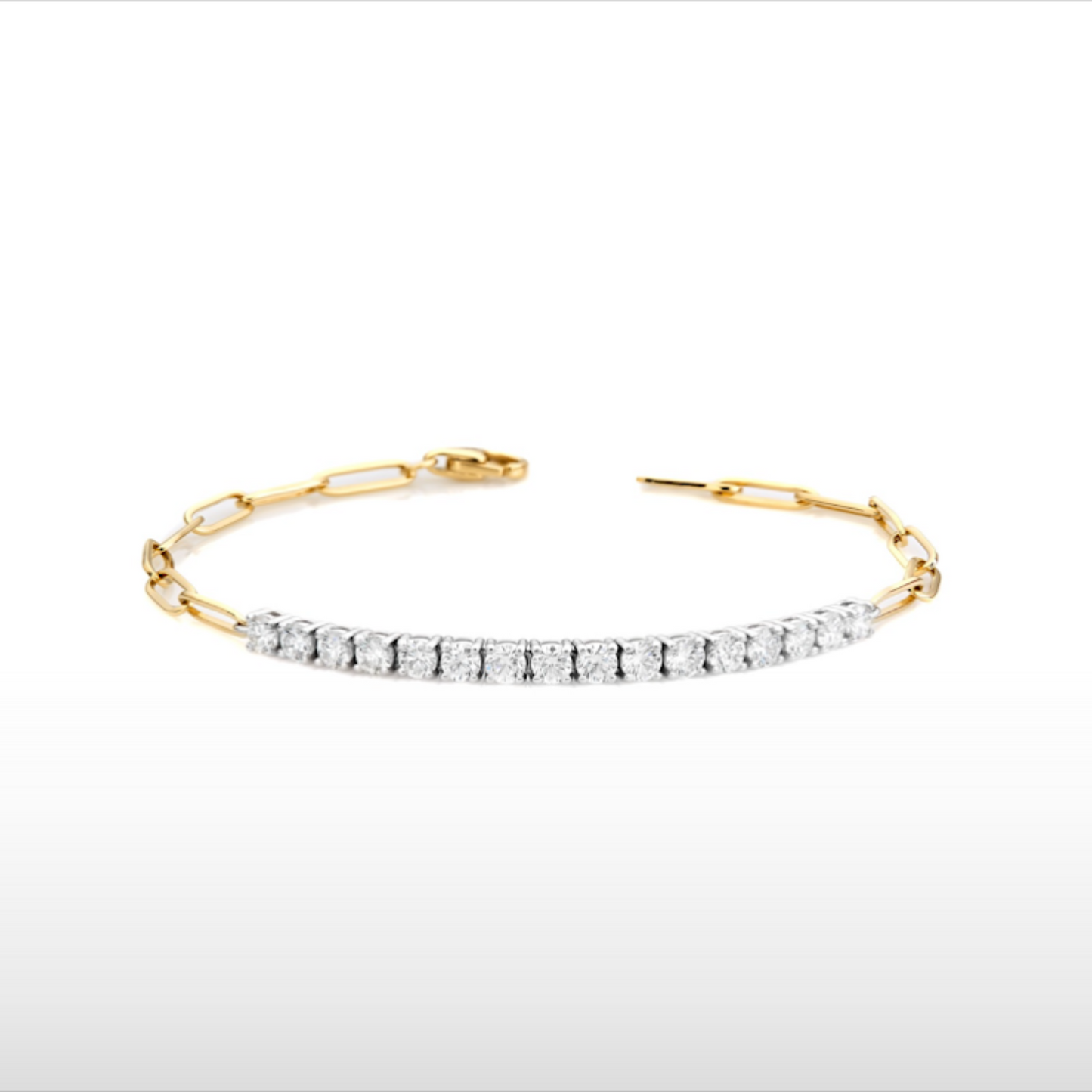 Natural Diamond Paperclip Bracelet in 14K Gold – 1.60ctw by Jewelry Mazal