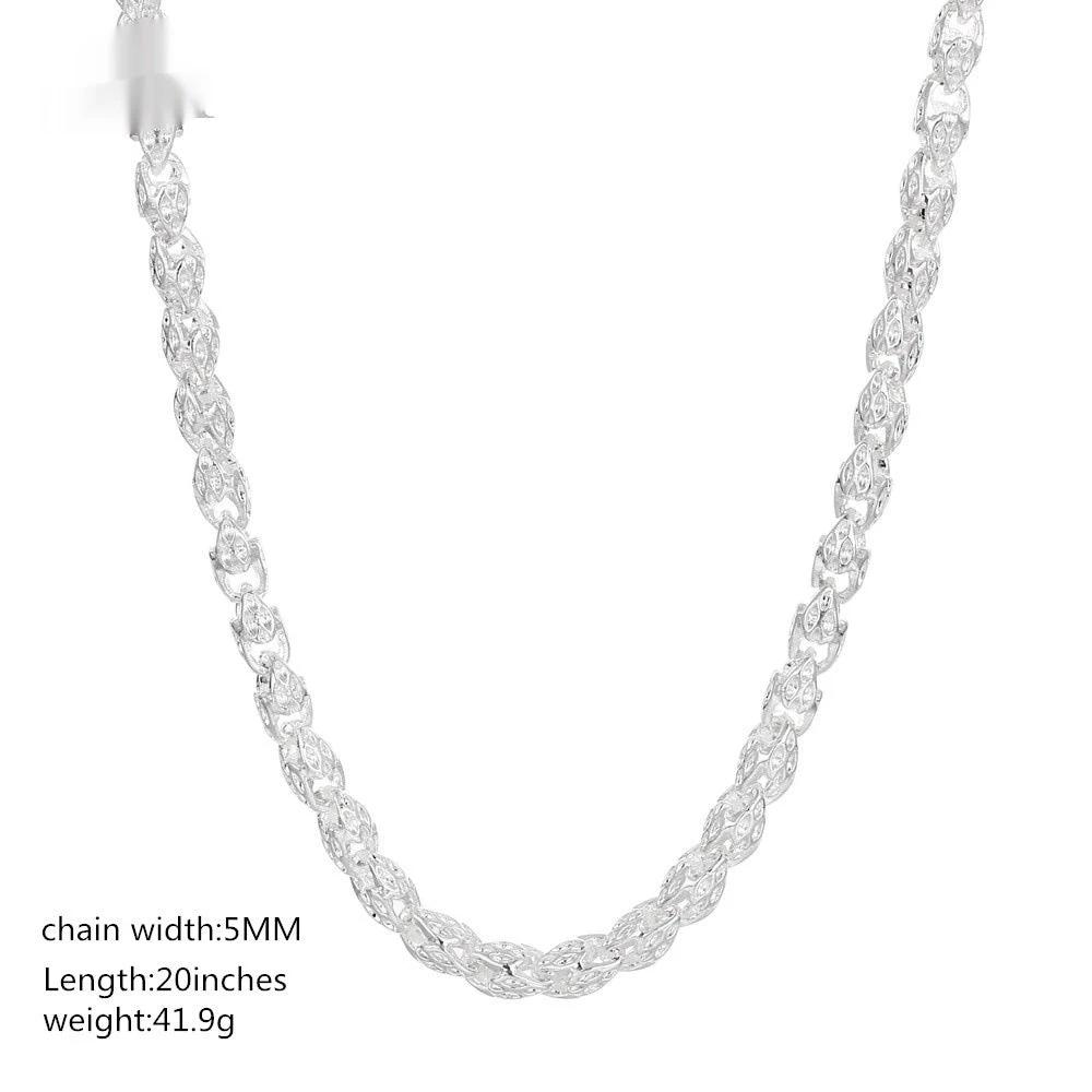 Simple Round Silver Plated Necklace For Men by GJG Denim