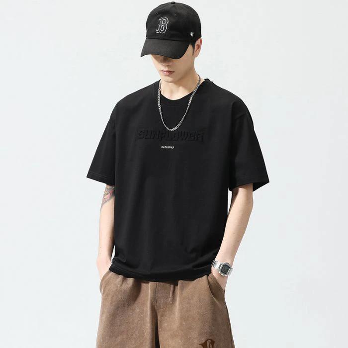 Trendy Loose-fitting Versatile Heavyweight Short-sleeve T-shirt For Men by GJG Denim