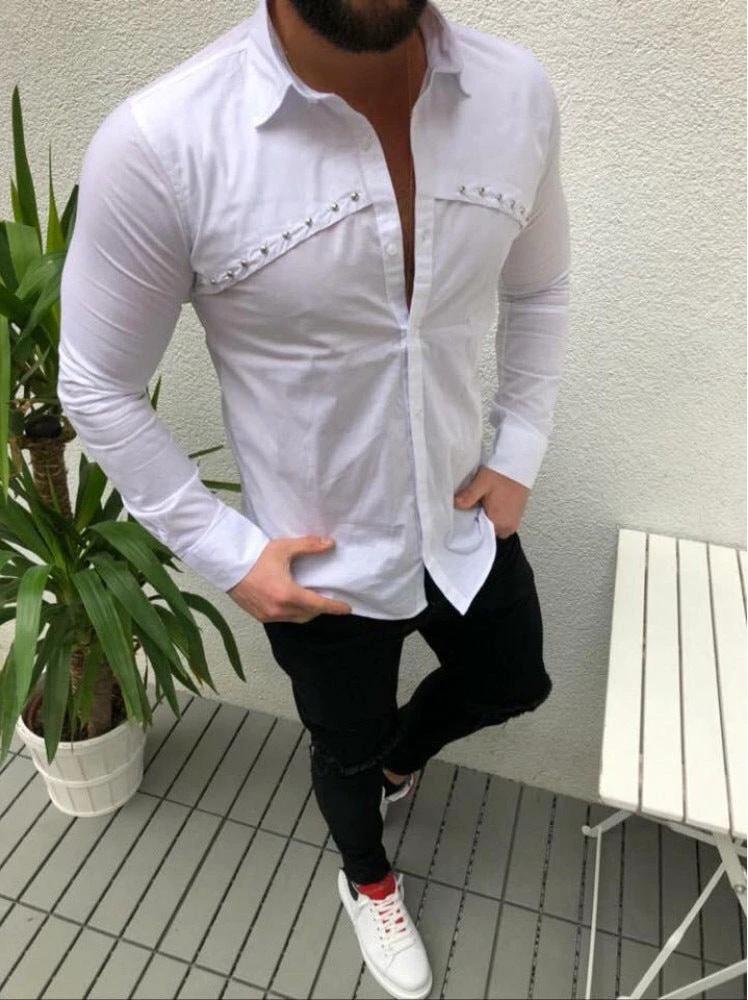 Men's Casual Solid Color Shirt by GJG Denim