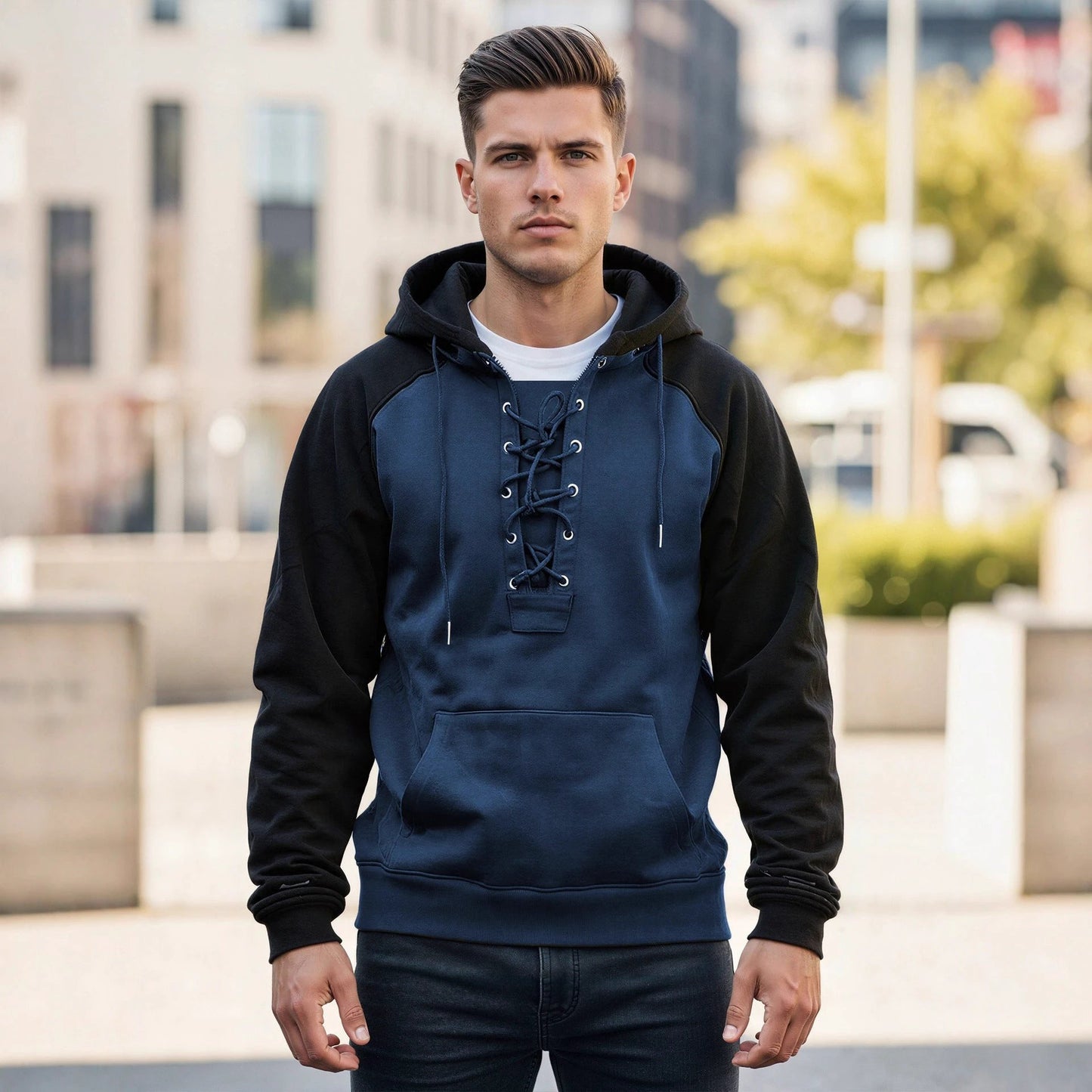 Men's Drawstring Hooded Sweatshirt by GJG Denim