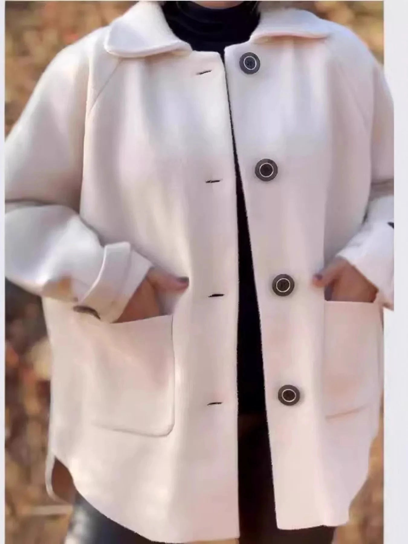 Full Size Button-Front Raglan Sleeve Coat Plus Size by Lady Ros