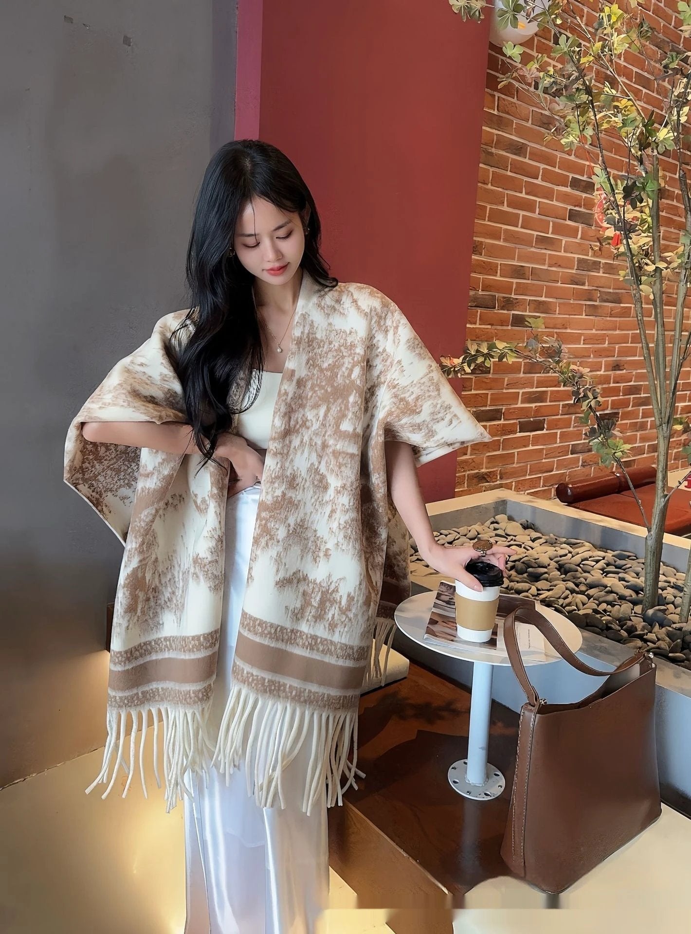 Women's Fashion Personalized Tassel Scarf Cape by GJG Denim