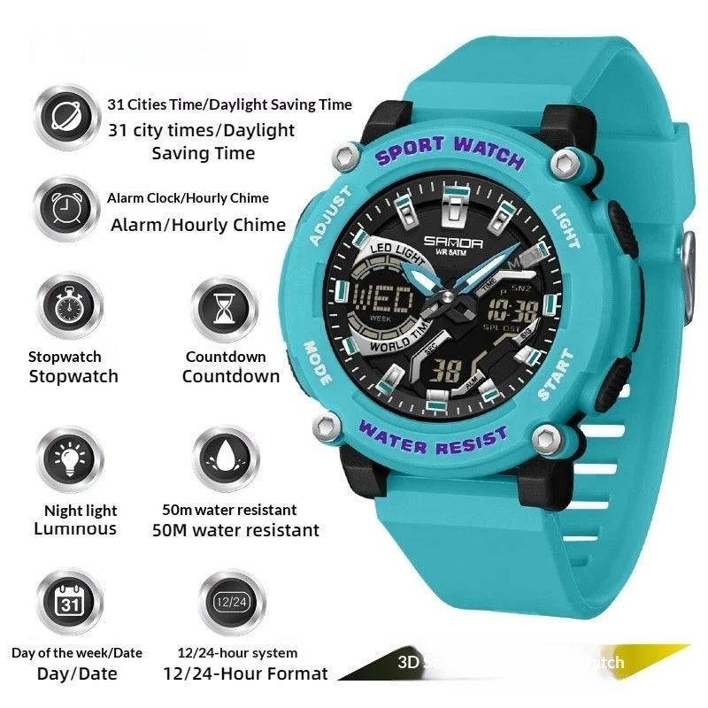 Men's Dual-display Luminous Chronograph Watch For Hiking by GJG Denim