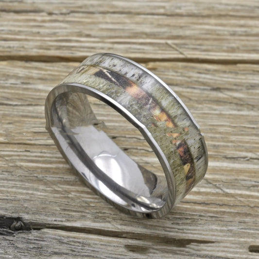 Outdoor Style Pure Titanium Inlaid Ring For Men by GJG Denim